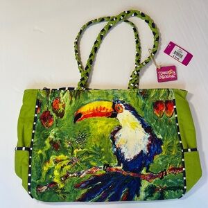 NEW! Leoma Lovegrove Zippered Parrot Tote Beach Pool Travel Bag